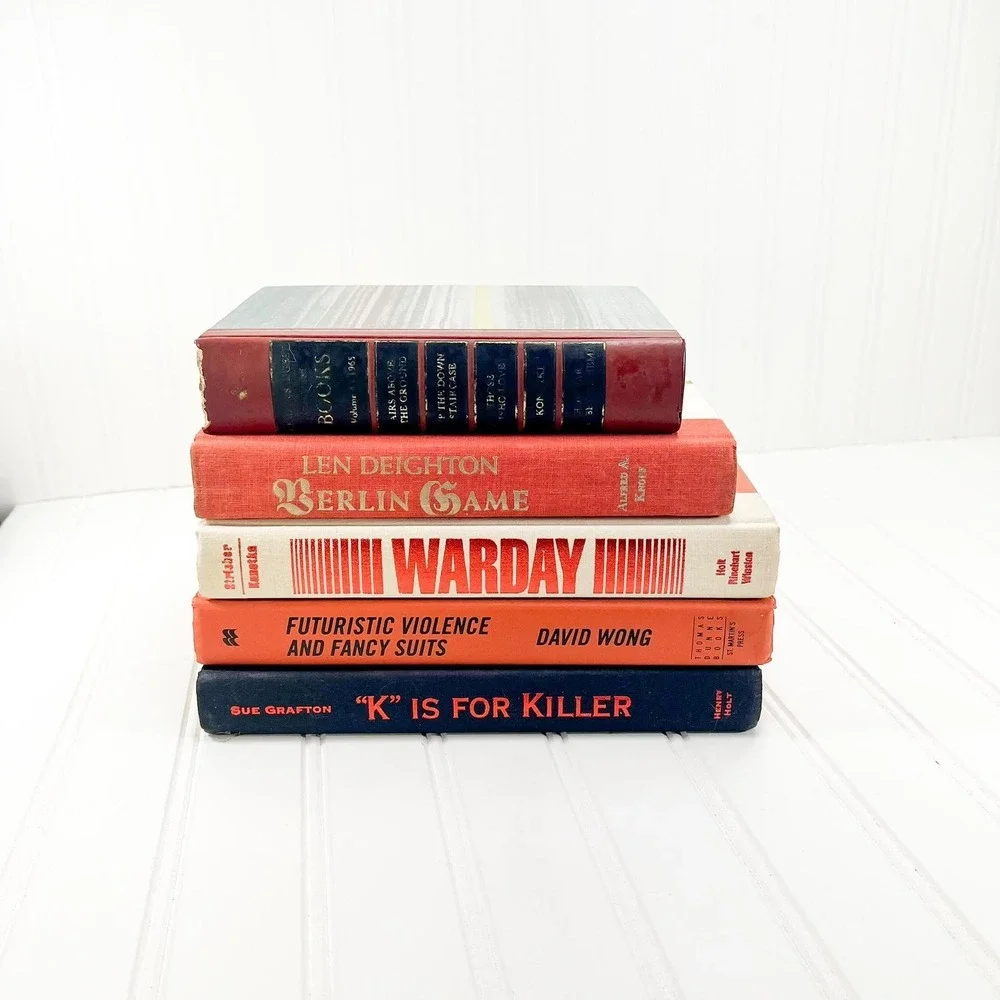 Vintage Black and Orange Decorative Book Stack‎ - Retro Display Books